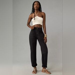 Anthropologie The Wanderer Mid-Rise Relaxed-Leg Pants by Pilcro In Black